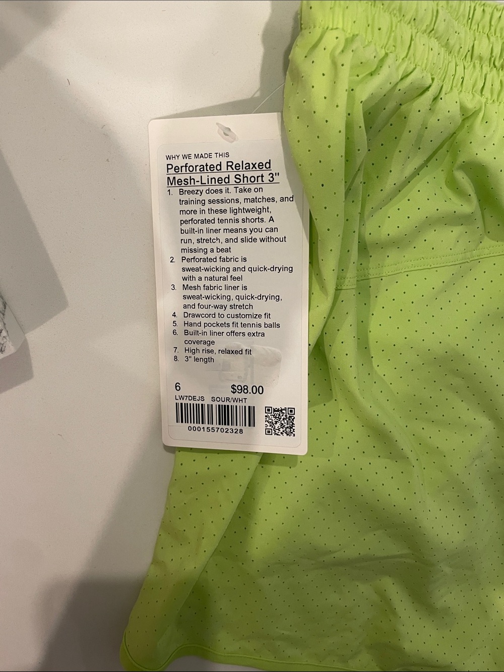 lululemon athletica Neon Lime Athletic Shorts with White Trim - Picture 2 of 3